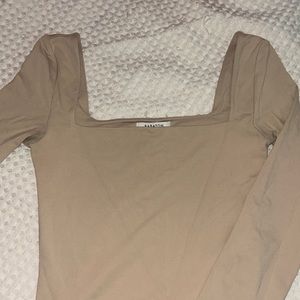 Tan long-sleeve body suit